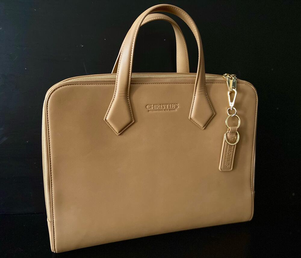 Women's Tan Leather Attache/Briefcase w/Matching Leather Portfolio